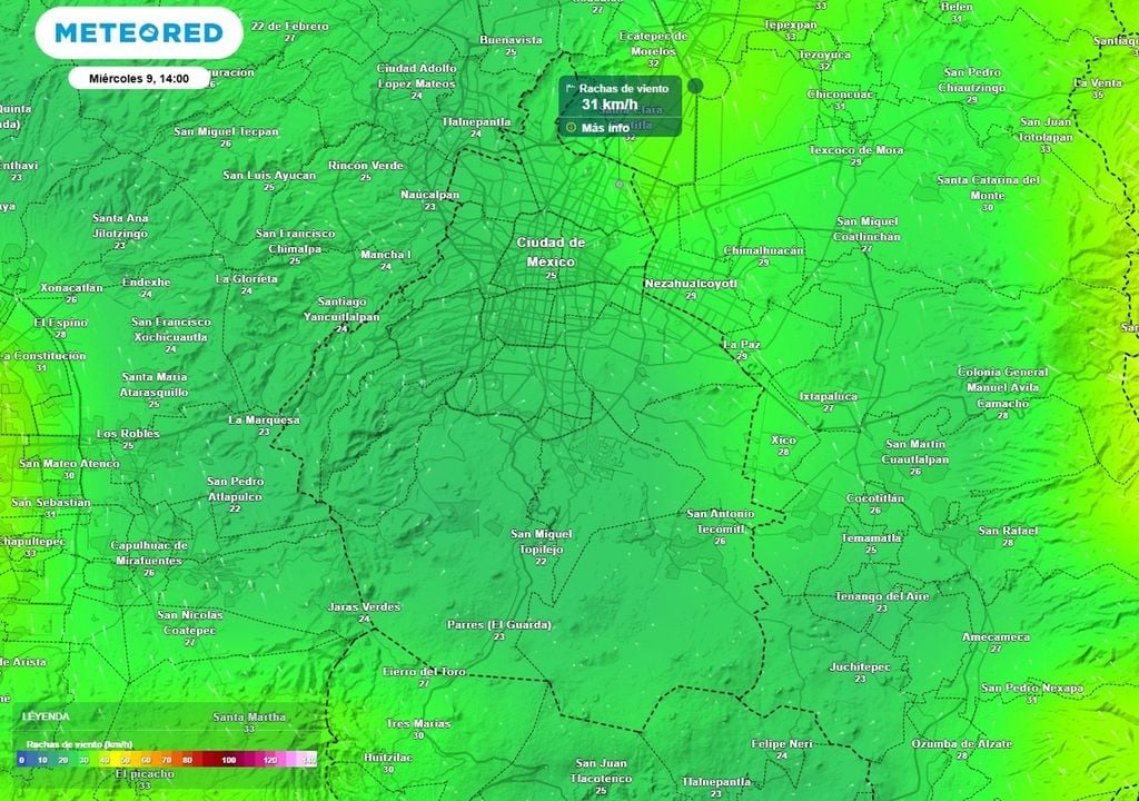 Esta tarde de miércoles habrá rachas de viento de hasta 35 km/h. En áreas de tormentas será superior a lo pronosticado.