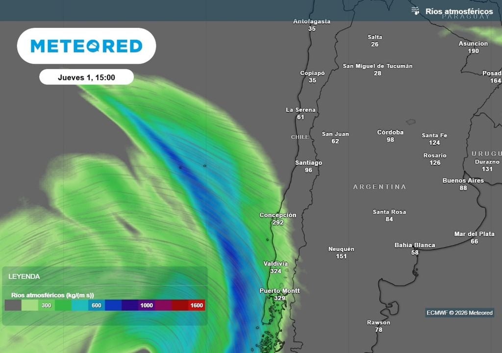 Río atmosférico Un nuevo río atmosférico podría activar las lluvias a comienzos de octubre en la zona central: precipitaciones llegarían a Santiago.