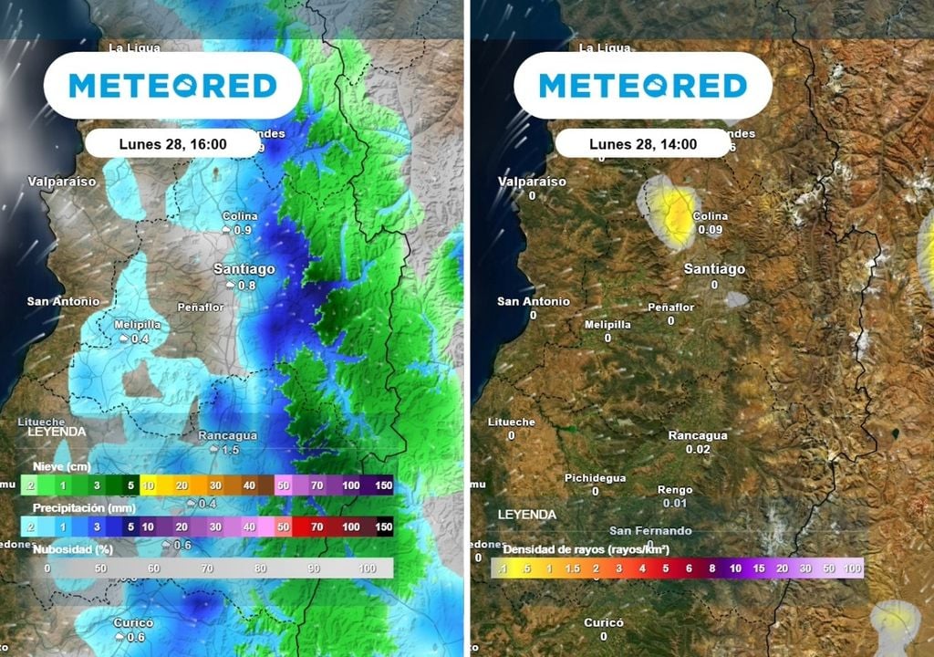 Lluvias y tormentas eléctricas Probabilidad de tormentas eléctricas continúa vigente en la RM, mientras las precipitaciones llegarían en la tarde noche del lunes.