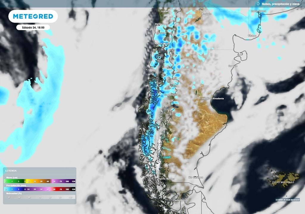 lluvias previstas zona sur La Patagonia norte recibirá chubascos normales a moderados entre el viernes 23 y sábado 24.