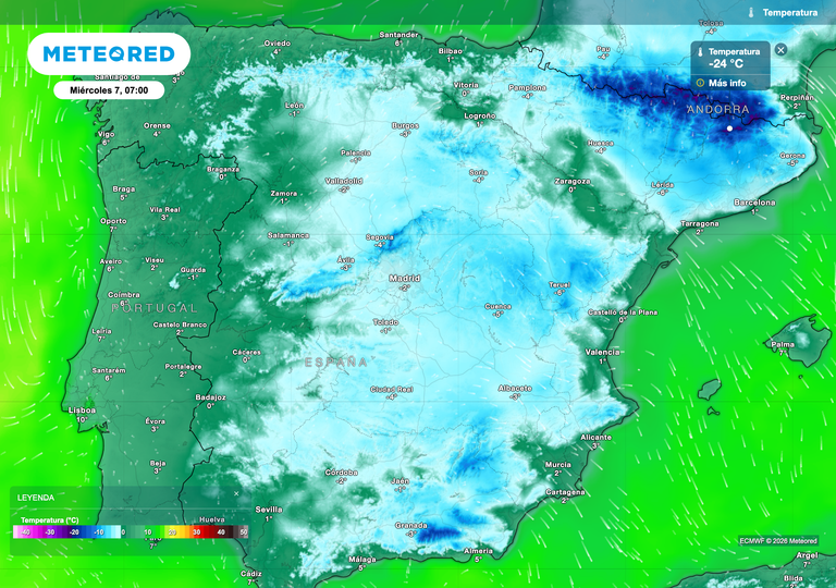 Hasta -20 &ordm;C en Espa&ntilde;a: el modelo europeo advierte de heladas muy intensas a partir de este d&iacute;a