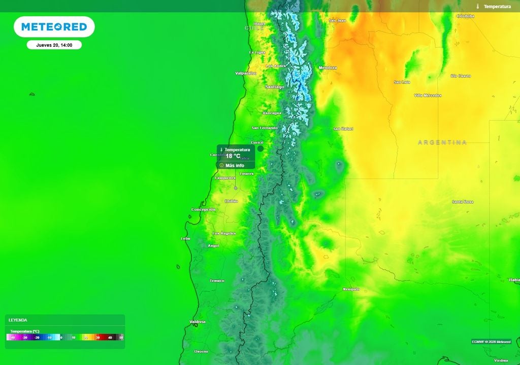 Se prevén temperaturas máximas bajo los 20 °C el jueves en la zona central.