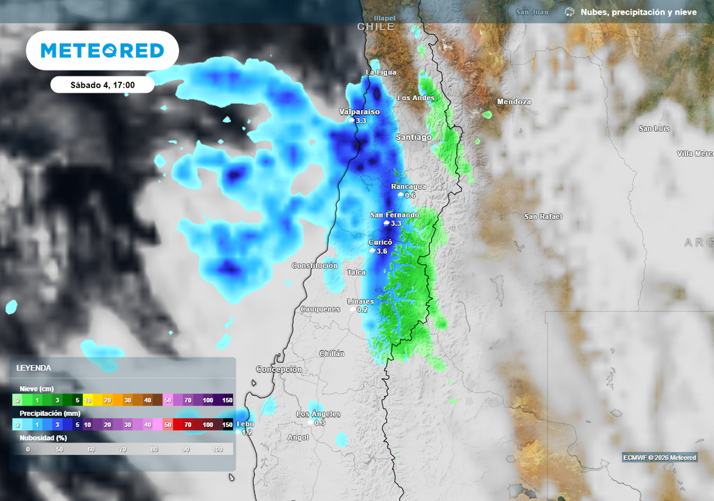 Las precipitaciones comenzarán a llegar durante el sábado en la tarde siendo lo más intenso entre la tarde y noche de este día.