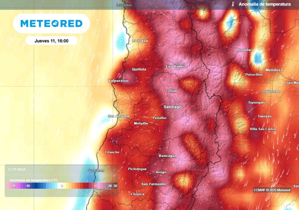 mapa de anomalía de temperatura