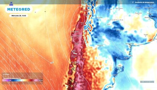 "Hasta 30 &deg;C y rachas de 60 km/h": a partir del martes dorsal en altura se acerca a Chile centro-sur