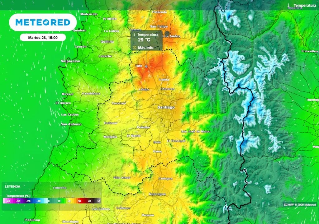 mapa de temperatura Este martes se concretará el día más cálido de la semana, con máximas que bordearán los 30 grados.