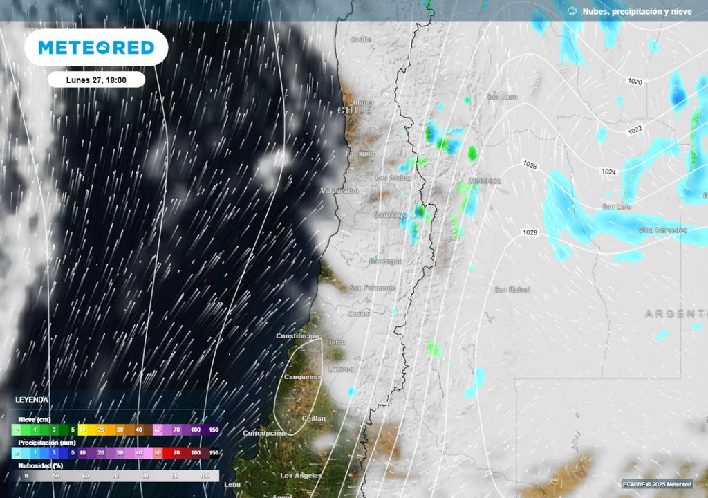 mapa de nubes, precipitación y nieve mapa de nubes, precipitación y nieve