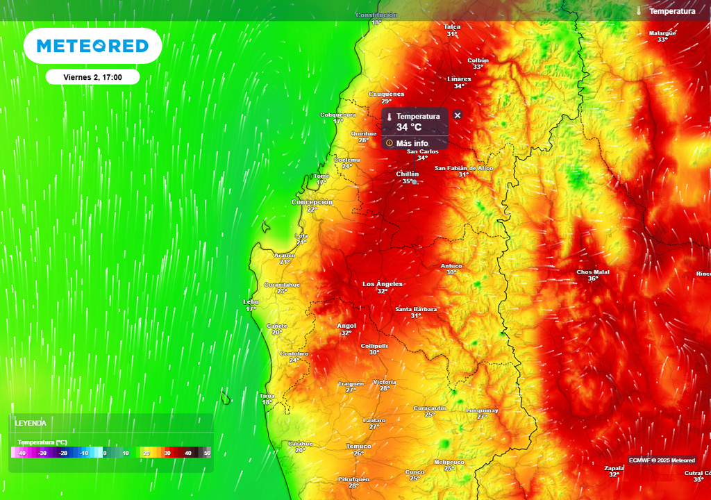 Pronóstico fin de semana de enero 2026 en Chile centro sur, Meteored
