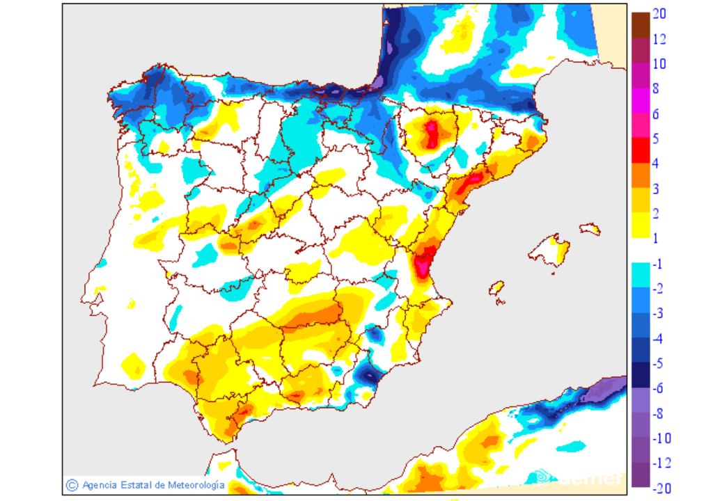 El descenso será más notable en la jornada del martes, con una bajada de entre 5 y 6 ºC, e incluso 8 ºC de forma local en puntos del Cantábrico más oriental.