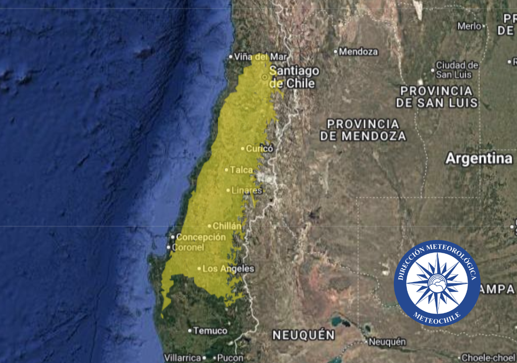 Actualización de la DMC: advertencia por altas temperaturas entre las regiones Metropolitana y Biobío, con máximas de hasta 34 °C entre la tarde del sábado 21 y el domingo 22, bajo influencia de una dorsal en altura.