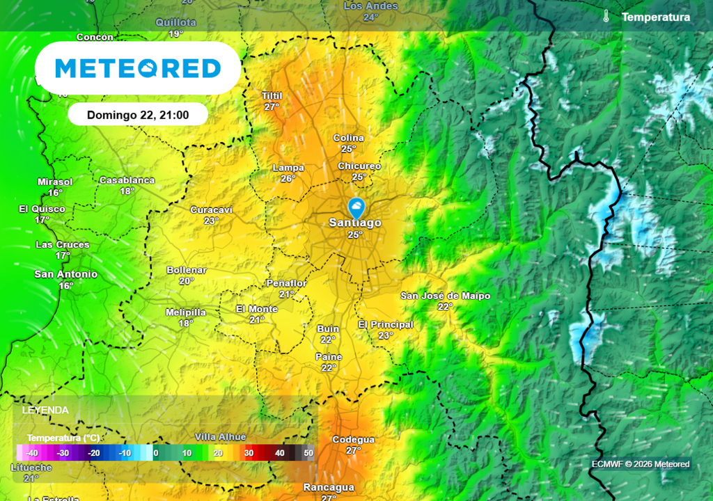 Se espera otra noche cálida este domingo en Santiago: sobre los 20 °C en casi toda la RM.