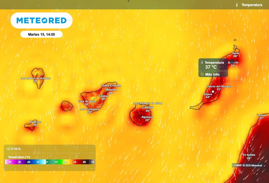 En Canarias superarán los 35 ºC durante la jornada del martes, especialmente en la provincia oriental.