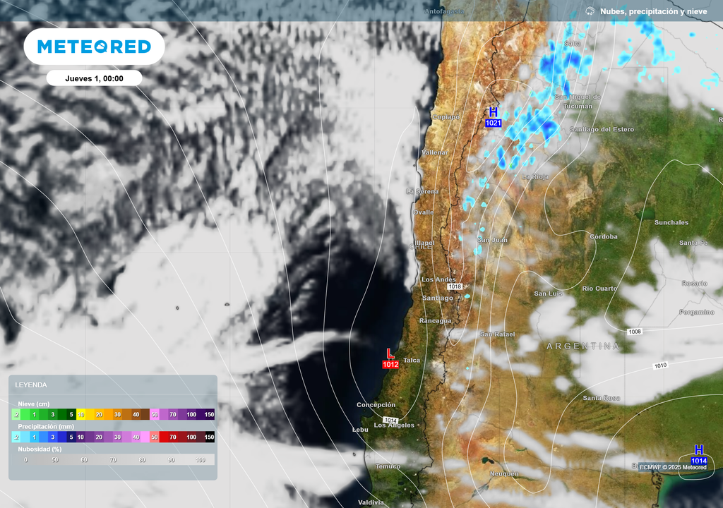mapa de lluvia y nieve