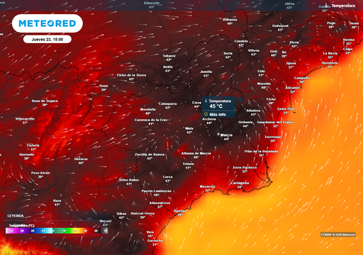 Hasta 45 &ordm;C previstos: esta semana la Regi&oacute;n de Murcia tendr&aacute; el calor m&aacute;s extremo; consulta los d&iacute;as clave