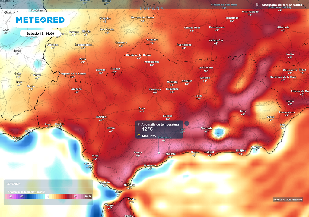 Las temperaturas se situarán hasta 12 ºC por encima de la media habitual de la época.