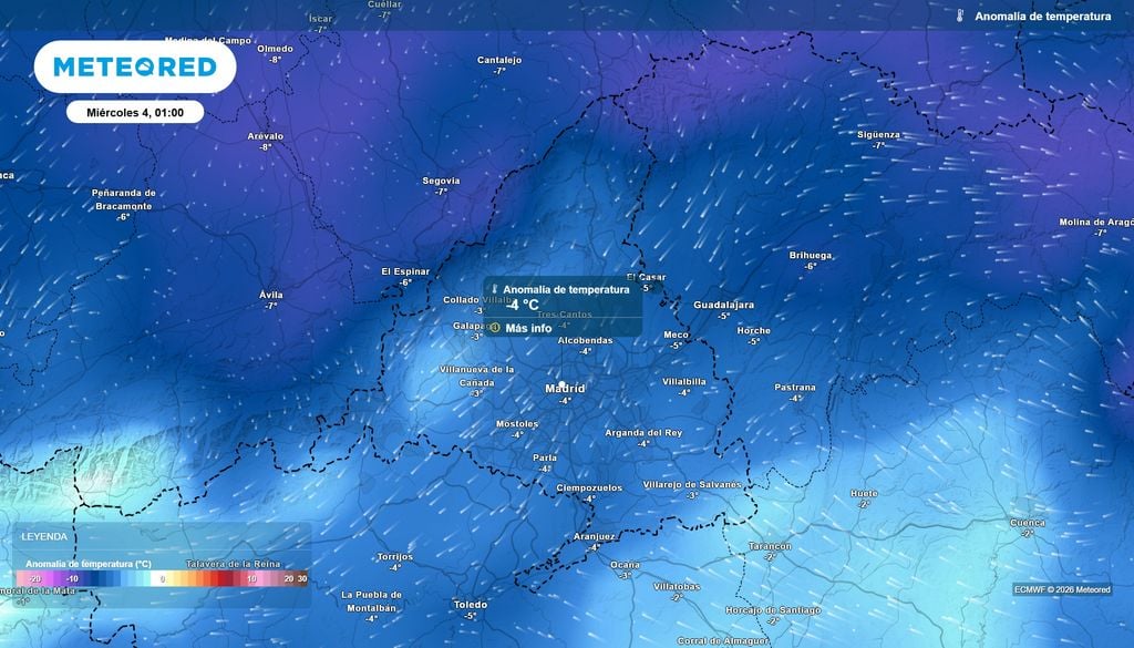 Las anomalías serán negativas durante buena parte de la próxima semana.