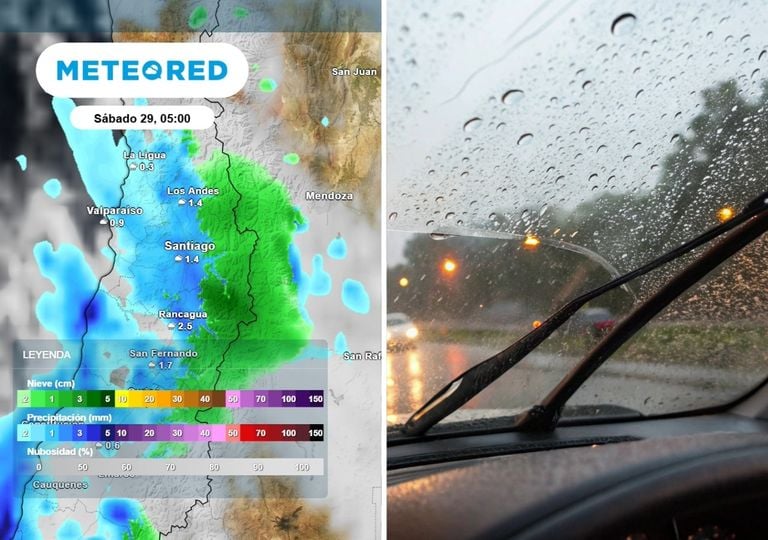 Hasta 5 d&iacute;as con lluvias y m&aacute;s de 30 mm en Santiago: primer sistema frontal llega este martes