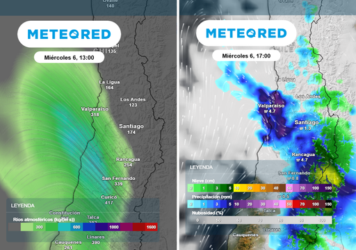 Hasta 50 mm en la RM: sistema frontal con r&iacute;o atmosf&eacute;rico impactar&aacute; Santiago el mi&eacute;rcoles