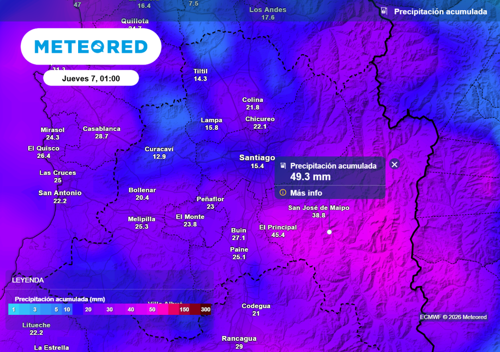 De momento el pronóstico plantea acumulados variables en la RM, aunque la mejor parte se la llevarán las zonas cordilleranas.