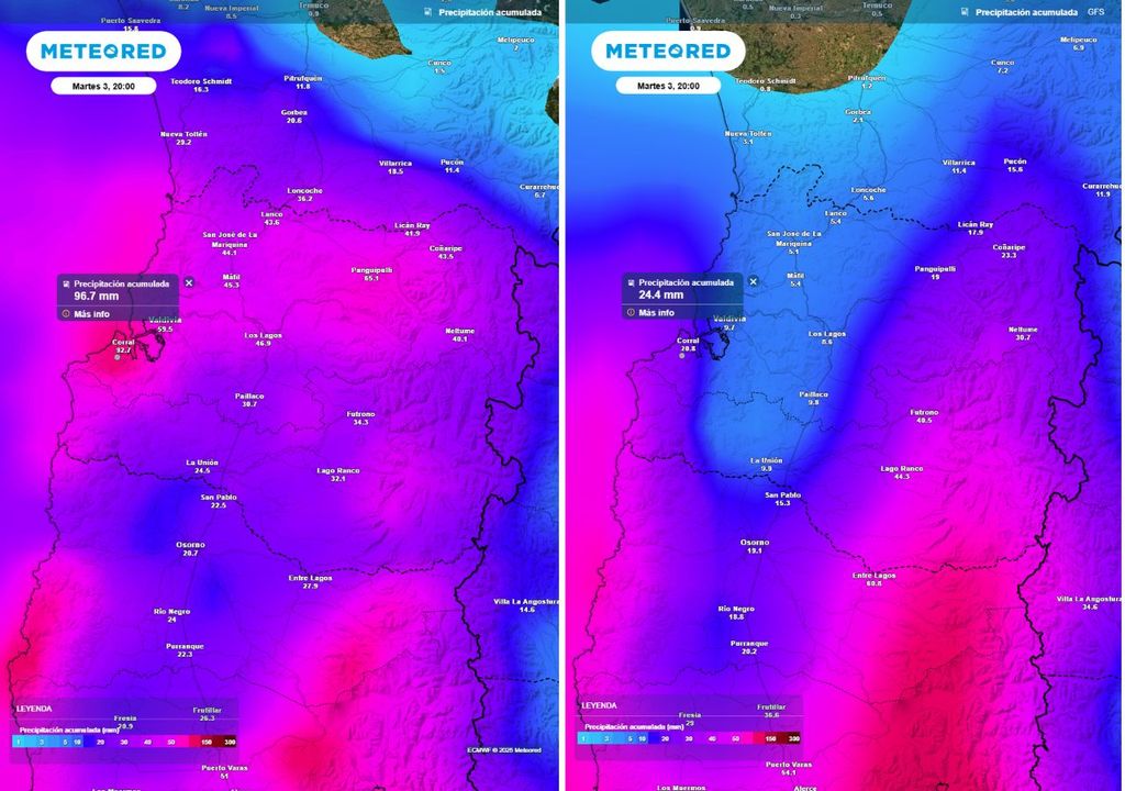 Lluvias, viento, Los Ríos, Los Lagos, Meteored, Chile
