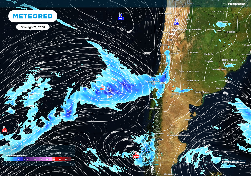 Río atmosférico llegará el fin de semana a Chile centro-sur El río atmosférico arribaría con categoría 3 a Chile centro-sur.