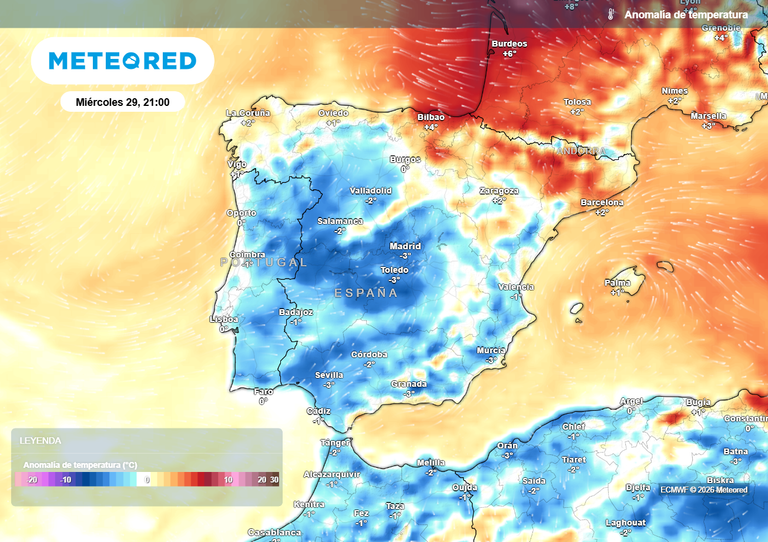 Hasta 8 &ordm;C menos: ma&ntilde;ana habr&aacute; un baj&oacute;n de temperaturas en cinco comunidades del oeste peninsular