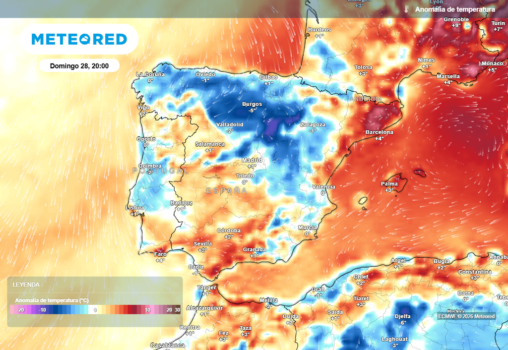 La entrada de aire más fresco dará lugar a un acusado descenso térmico mañana en el norte, con valores que se situarán por debajo de la media de la época. A esto hay que añadir las tormentas.