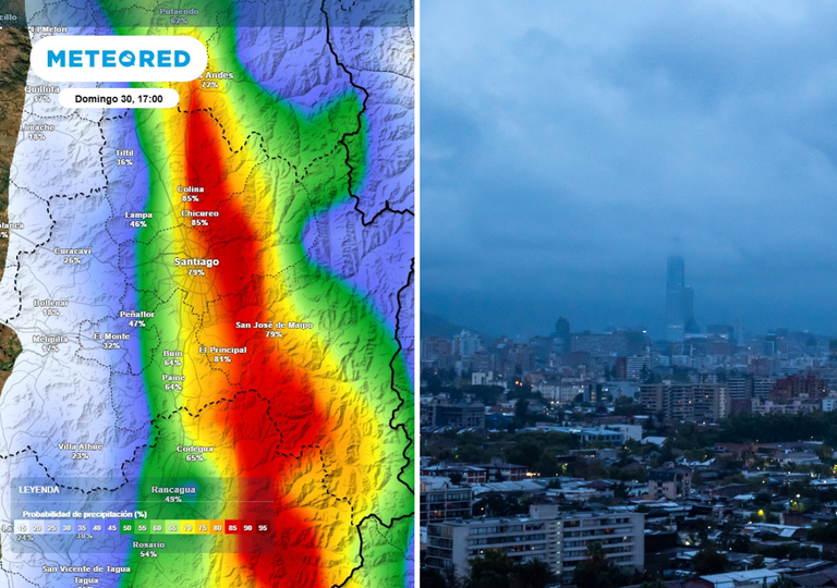 Hasta 80 % de probabilidad de lluvia en Santiago: chubascos y posibles tormentas marcar&aacute;n el fin de semana