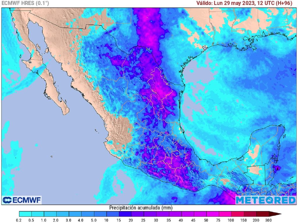 Modelo ECMWF - Acumulado de lluvias en milímetros Modelo ECMWF - Acumulado de lluvias en milímetros