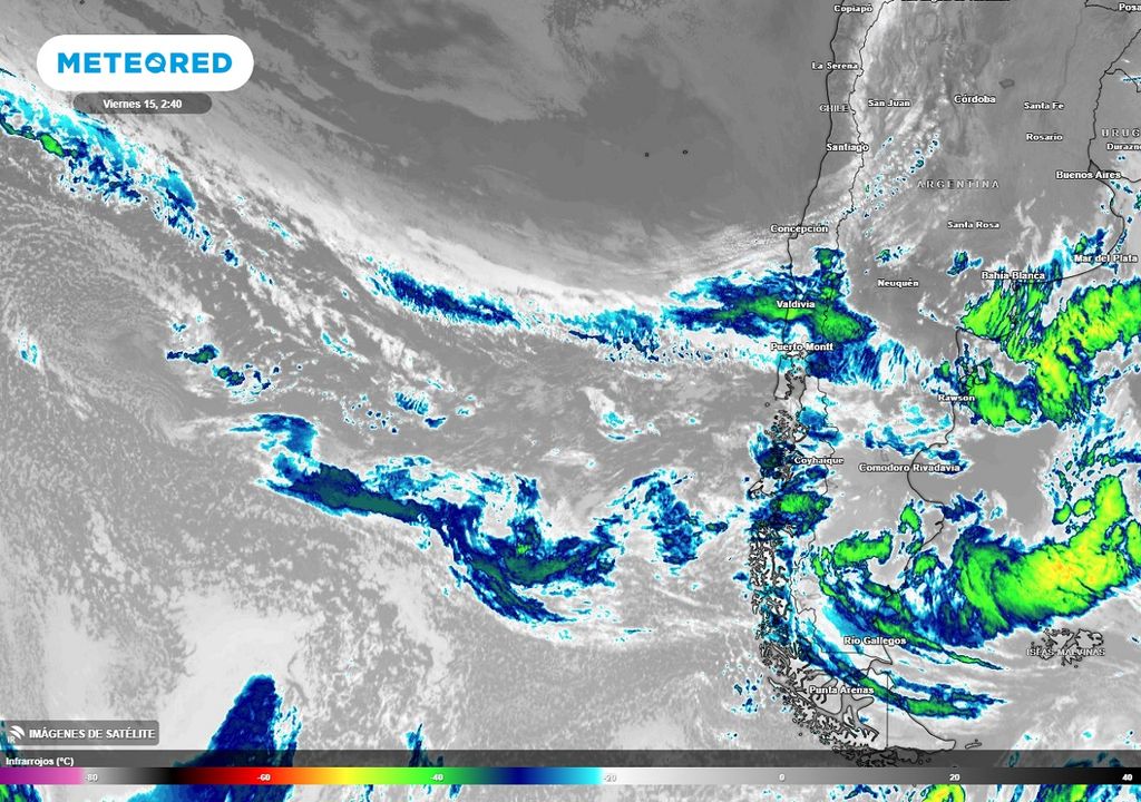 Nubes asociadas a un sistema frontal que cruza por Chile vistas desde los satélites meteorológicos Nubes asociadas a un sistema frontal que cruza por Chile vistas desde los satélites meteorológicos