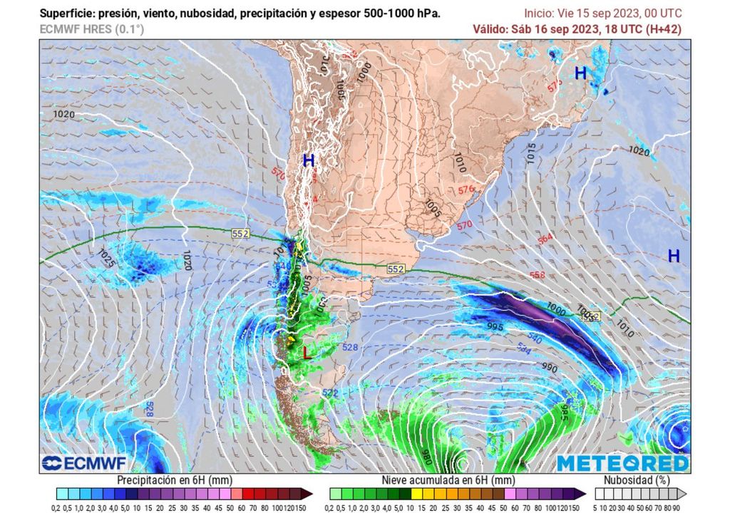 presión y precipitaciones previstas por el modelo del ECMWF presión y precipitaciones previstas por el modelo del ECMWF