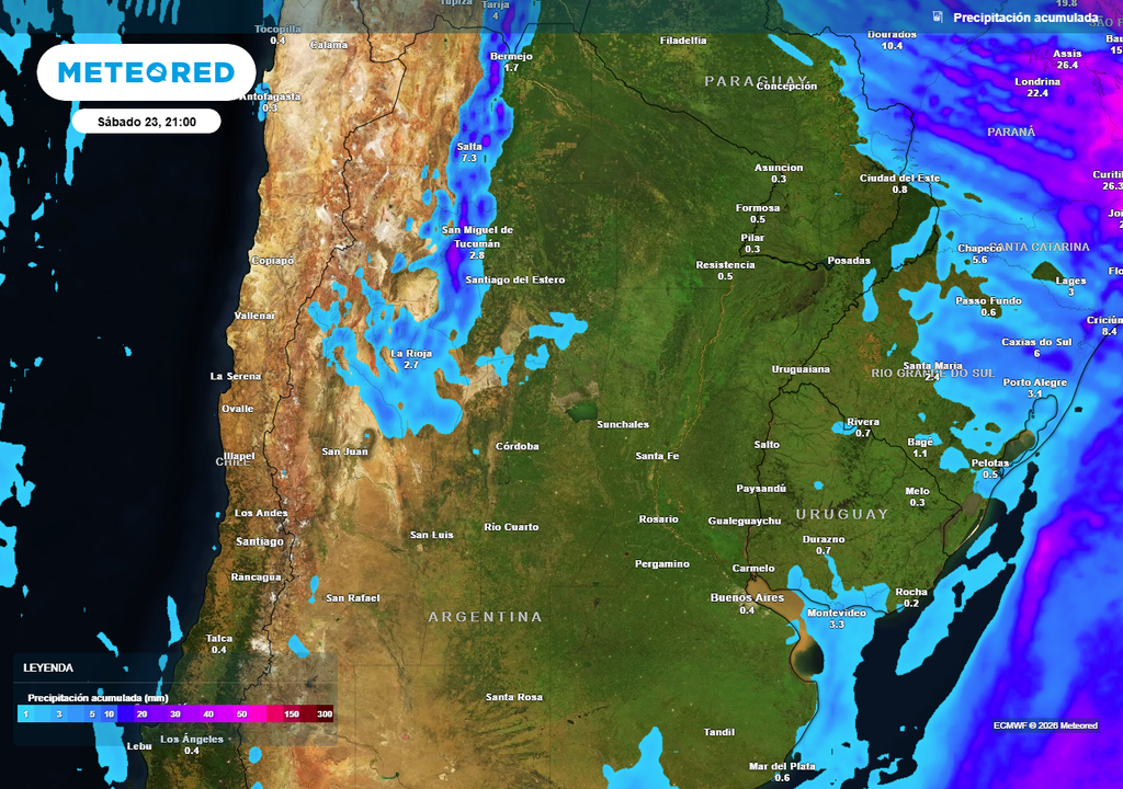 Acumulados de lluvia previstos hasta el próximo sábado según nuestro modelo de referencia ECMWF