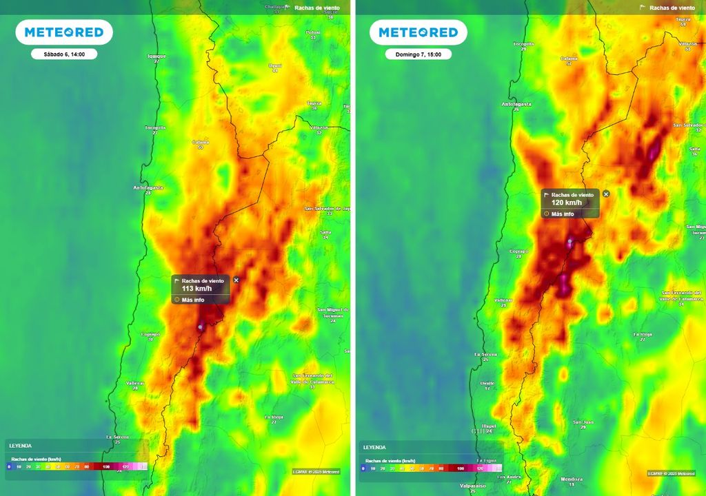 Probabilidad tormentas de arena en las regiones de Antofagasta y Atacama, Meteored, Chile