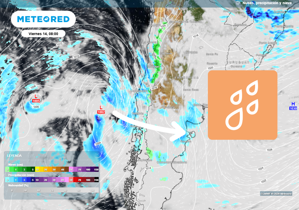 mapa de precipitaciones Se aproxima una seguidilla de frentes a la zona central que dejaría precipitaciones desde mediados de semana.