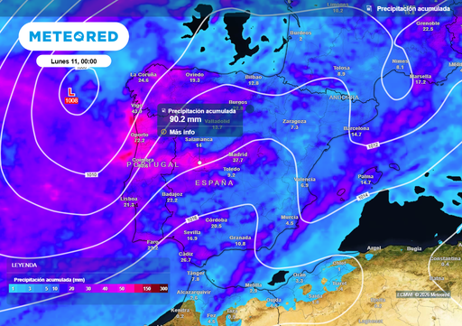 Hasta el domingo se esperan lluvias de hasta 100 l/m2 con tormentas en zonas de Extremadura y Castilla y Le&oacute;n