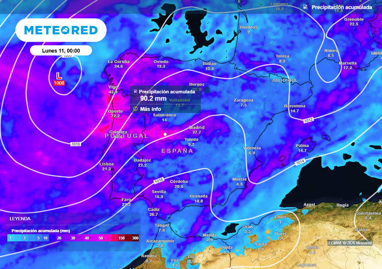 Hasta el domingo se esperan lluvias de hasta 100 l/m2 con tormentas en zonas de Extremadura y Castilla y Le&oacute;n