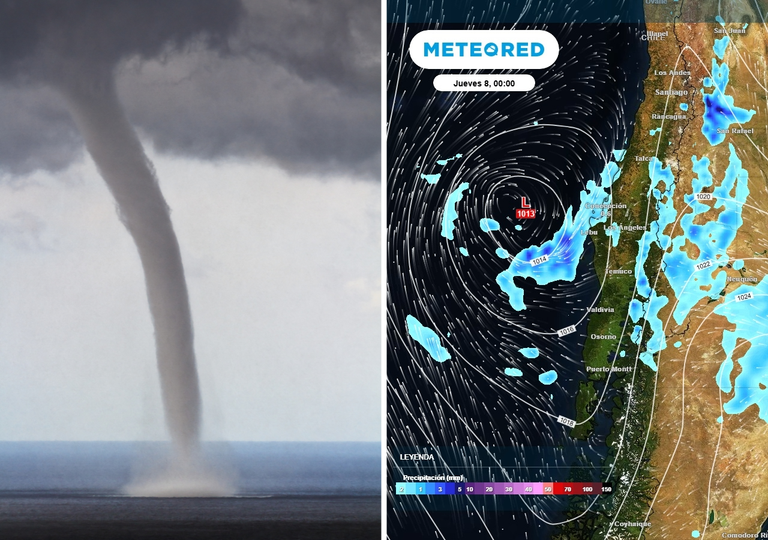 Hasta el viernes probables tornados, trombas marinas y tormentas el&eacute;ctricas en estas regiones de Chile centro-sur