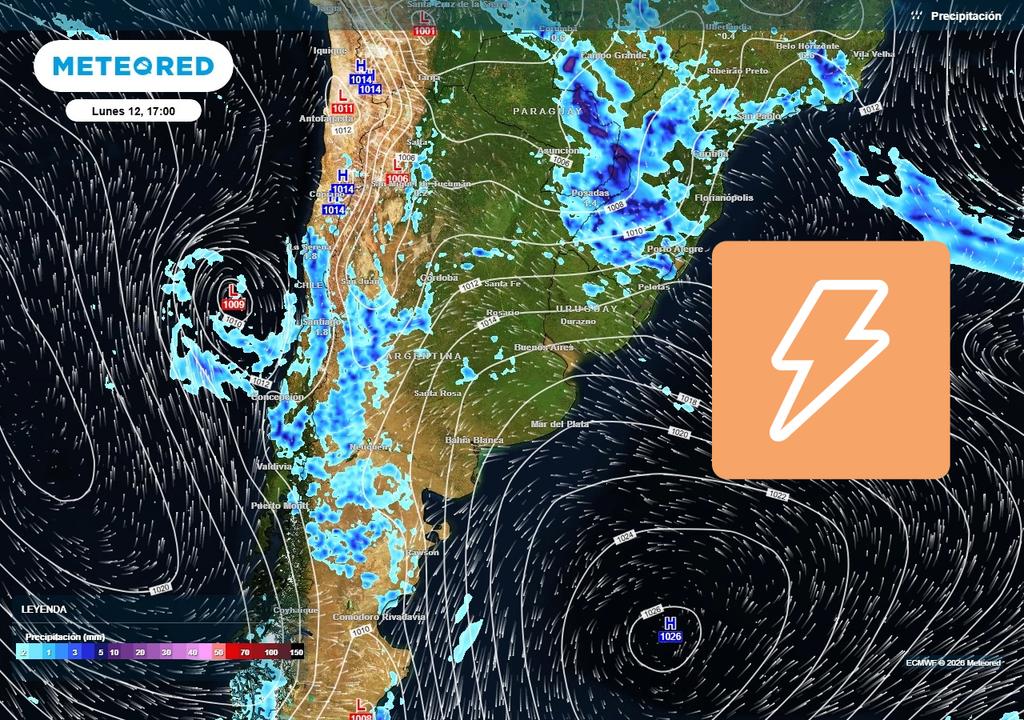 Probables tormentas eléctricas en Chile centro-sur Las tormentas eléctricas se prolongarán por varios días en esta zona de Chile.