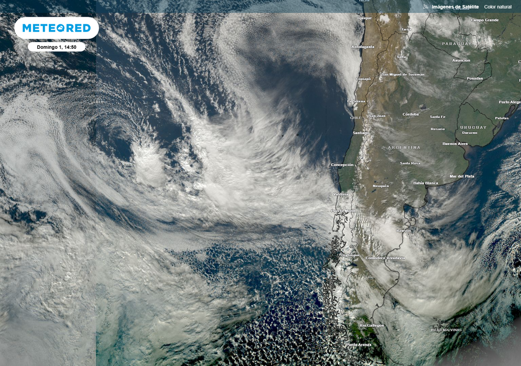 sistema frontal visto desde el satélite