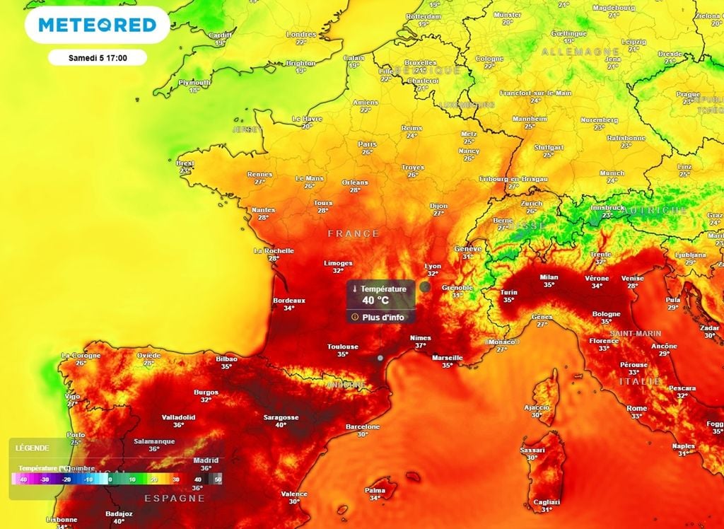 Des pointes à 40°C sont envisagées ce week-end dans le sud du pays. Des pointes à 40°C sont envisagées ce week-end dans le sud du pays.