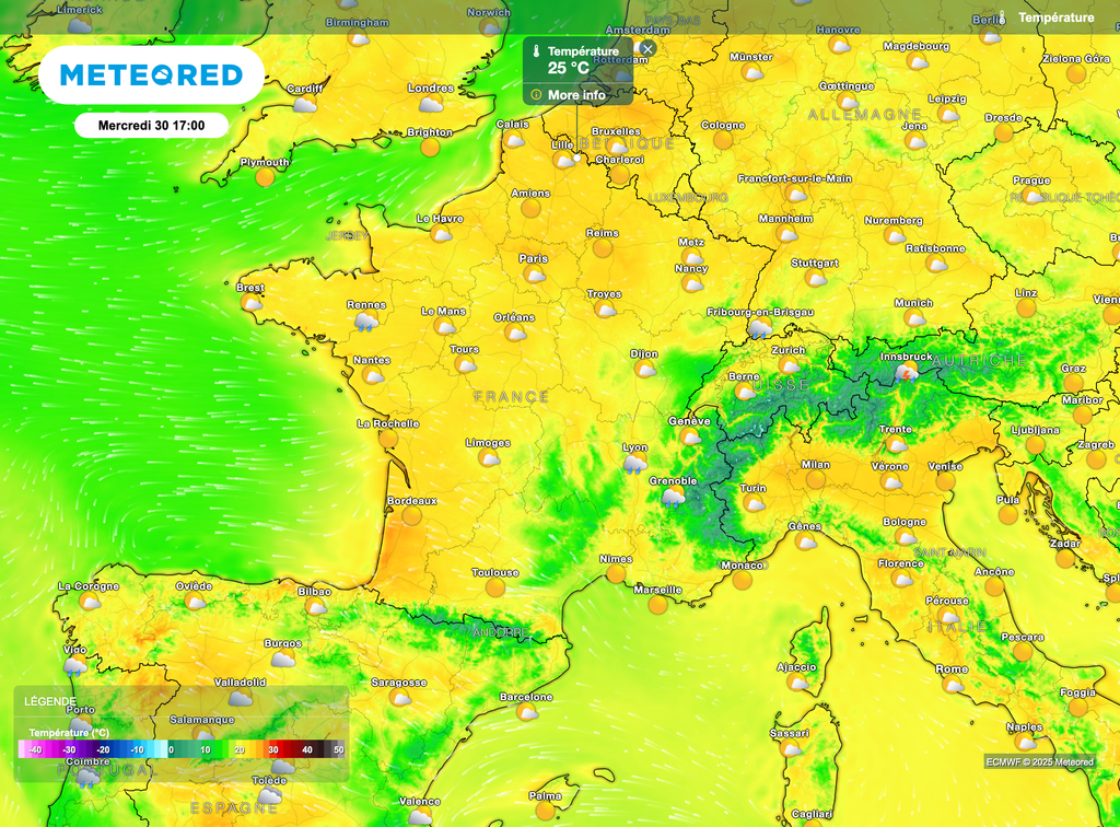 Le seuil de chaleur pourrait être atteint dès mardi sur la moitié nord. Le seuil de chaleur pourrait être atteint dès mardi sur la moitié nord.