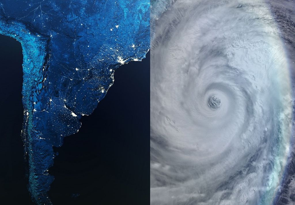 América del Sur y huracán