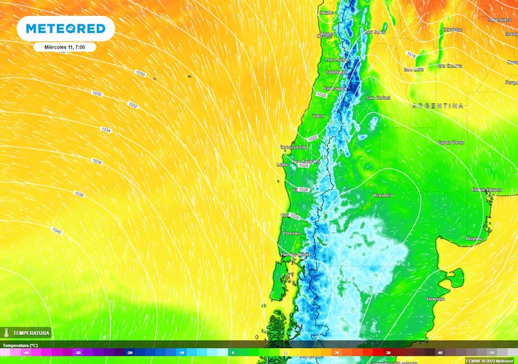temperaturas previstas por el modelo ECMWF