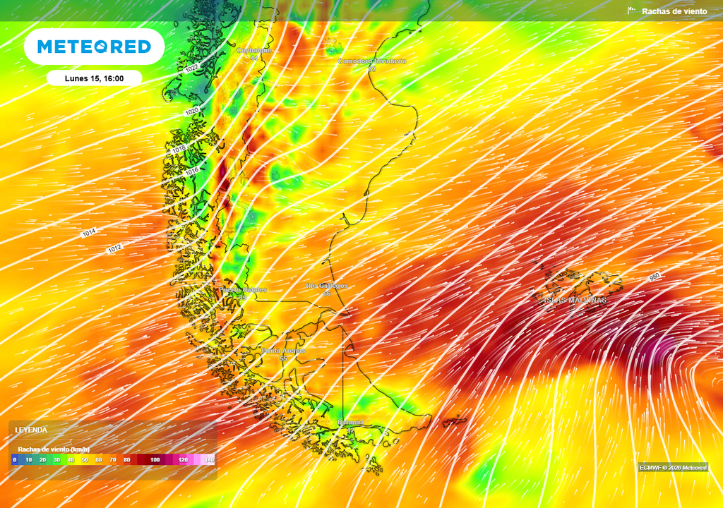 Argentina tiempo pronóstico clima frío heladas Seguirán los fuertes vientos en el sur de Patagonia entre este domingo y lunes.