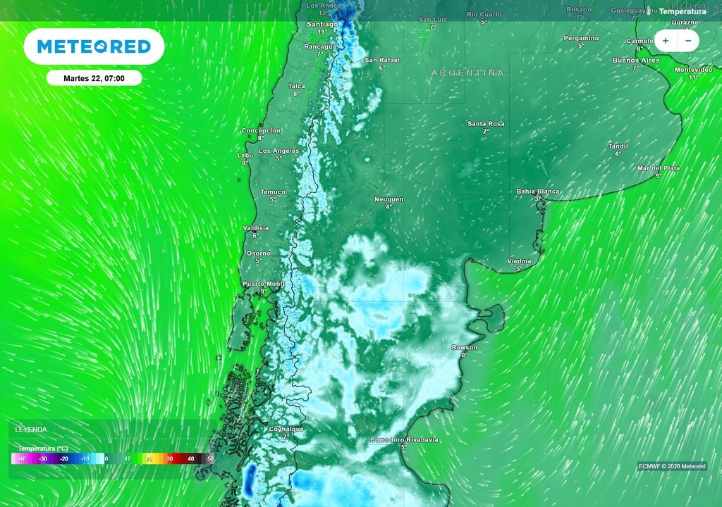 Pronóstico, Clima, Tiempo, Argentina, Heladas Temperaturas previstas para la mañana del martes según nuestro modelo de confianza el ECMWF