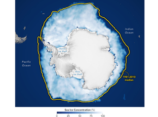 El hielo marino antártico registró su tercer máximo más bajo durante 2025, según los científicos de la NASA