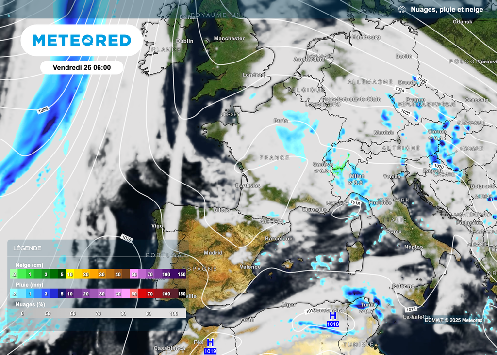 La goutte froide se maintient au-dessus de la France jusqu'à vendredi.
