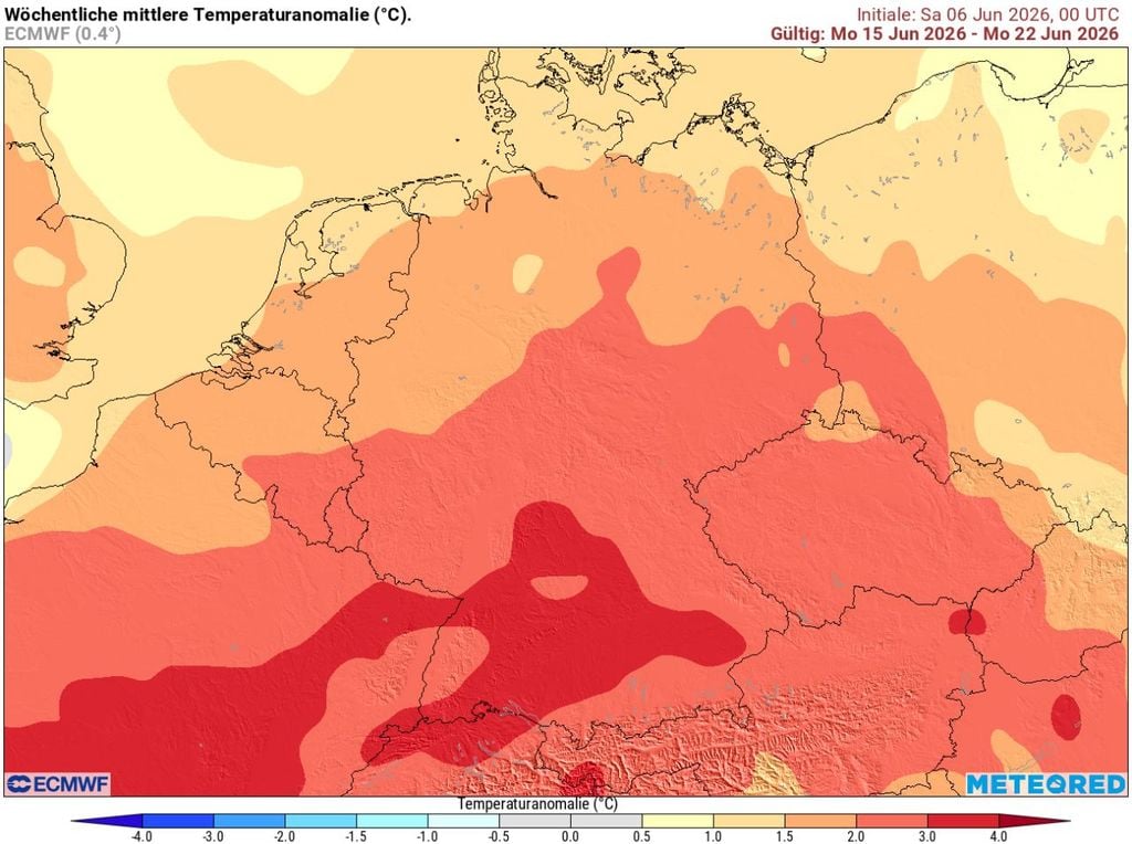 Ab Mitte Juni 2026 kommt die Wärme - so will es zumindest das europäische Wettermodell ECMWF.
