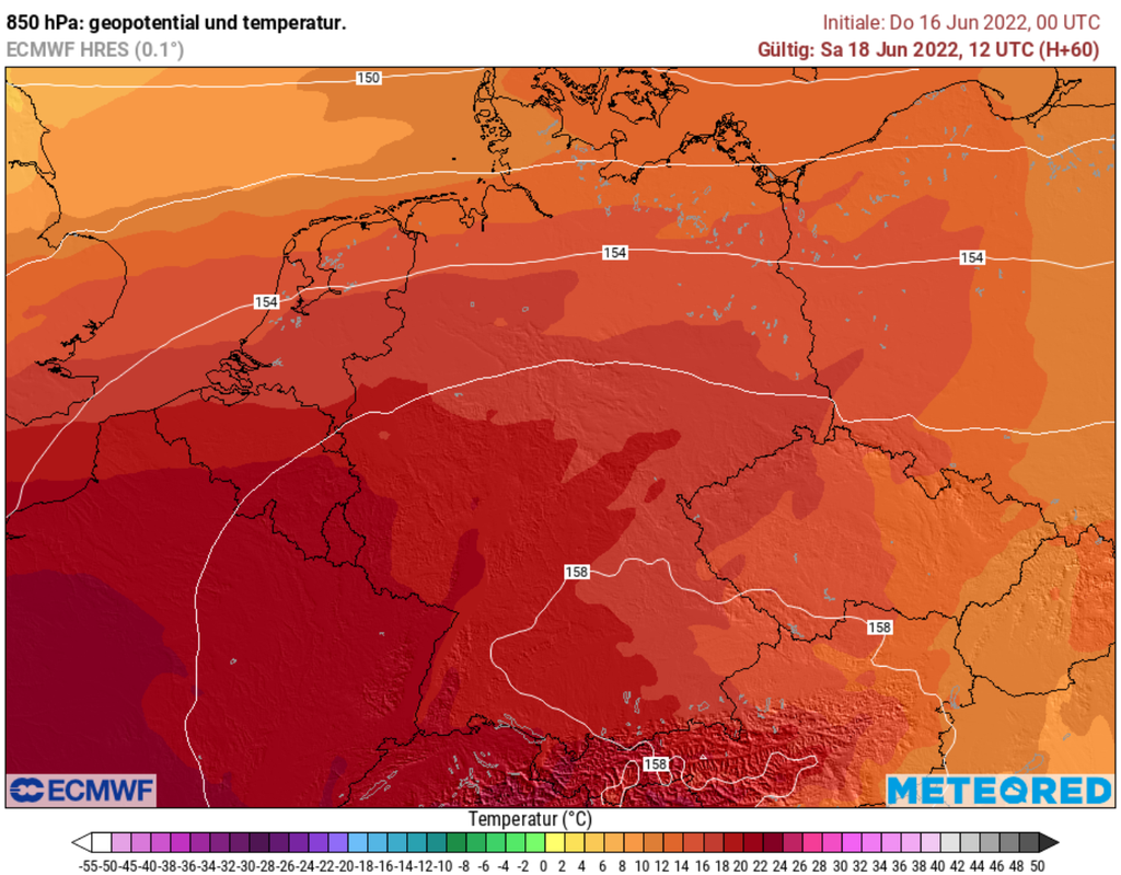 Temperaturen in 1500 m