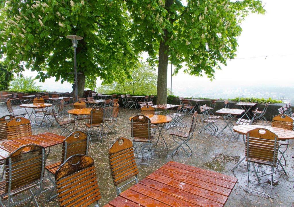 Biergarten im Regen Biergarten im Regen